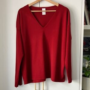 LOLE Red Mercer V-Neck Sweater | L